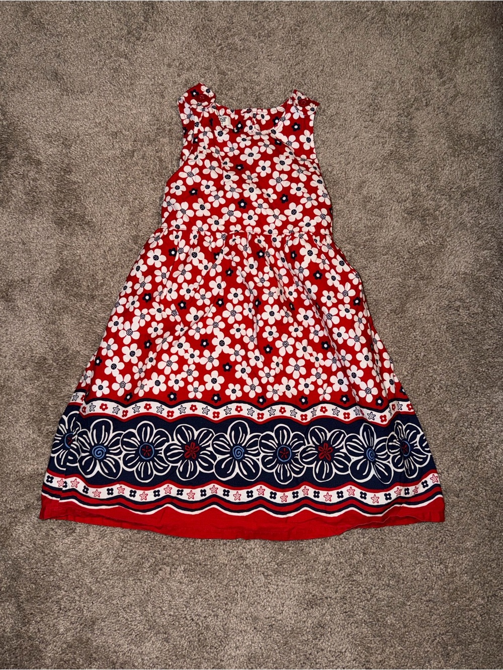 Vintage 2000s OshKosh Red and Blue Floral Dress Girl’s Size 6X